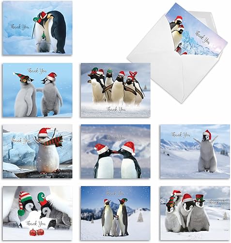Miniatura 8 de The Best Card Company - 10 tarjetas de agradecimiento de Navidad (4 x 5.12 pulgadas) - Lindos animales navideños, saludos de gratitud surtidos
