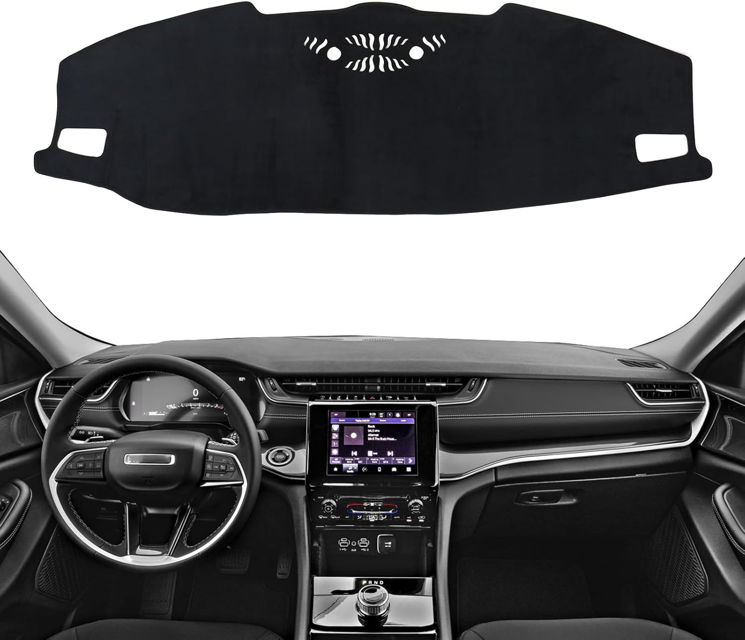 ZZEQYG Dash Cover for Jeep Grand Cherokee L 2021 2022 2023 2024 2025 Accessories Flannel Dashboard Cover Dash Mat Center Console Cover Sunshield Protector Pad