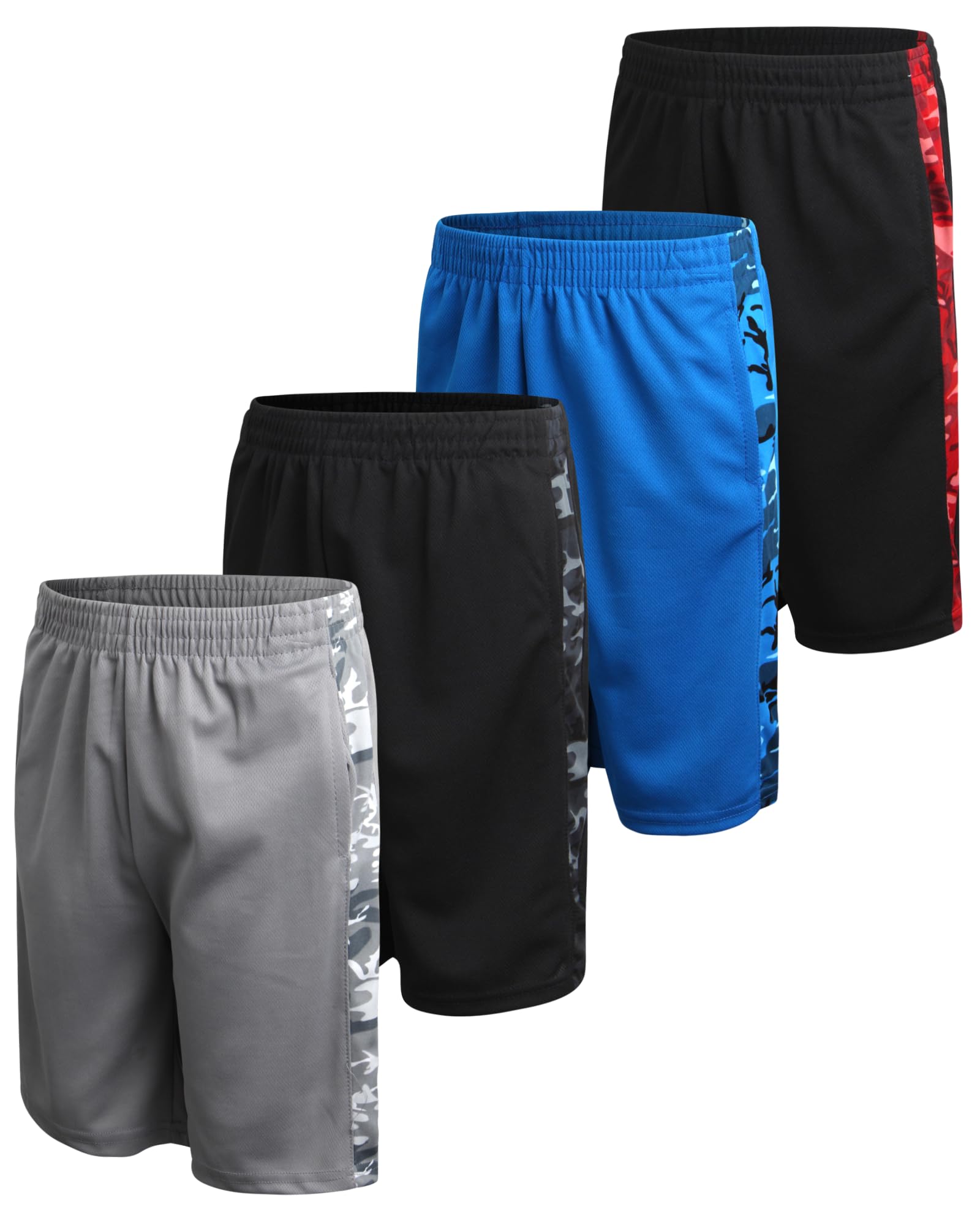 pro athlete boys basketball shorts - 4 pack mesh athletic shorts for boys - gym shorts for workout and running size 5-16
