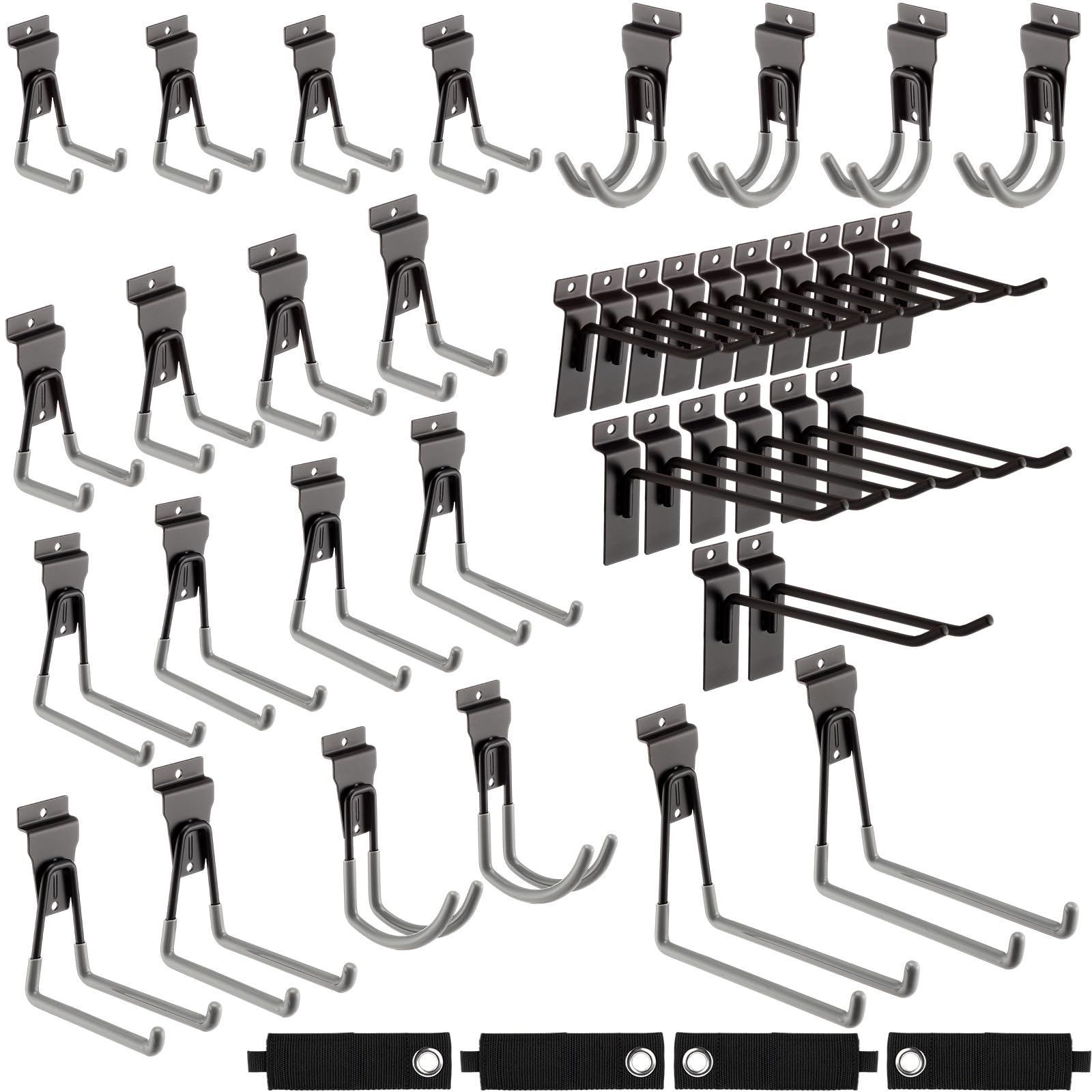 Landhoow 36 Pcs Slatwall Hooks &amp; Hangers, Heavy Duty, Multi Sizes, Grey