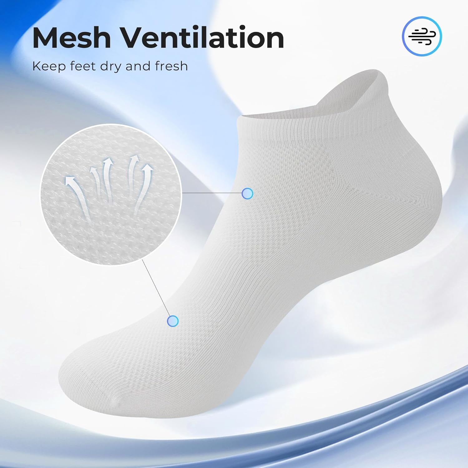 BAMBOO COOL Men's Ankle Socks Athletic Low Cut Heel Tab Cushioned Moisture Wicking, Running Arch Support Breathable, 8 Pack - Image 3