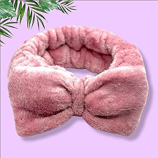 apnsh Silky n Softy Velvet Fabric Elastic Makeup-cleansing, Hair accessory, with detachable Bow Headband (Pack of 1) (PINK)-picture-37