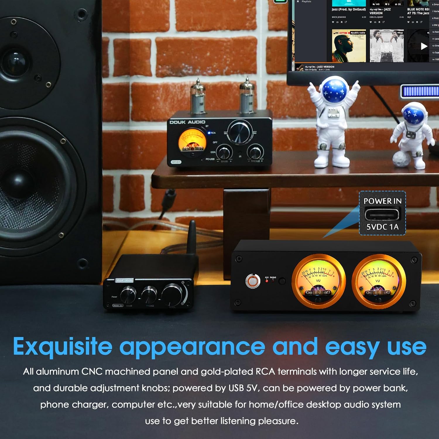 Douk Audio T13 Phono Preamp for MM Turntables Stereo Desktop Headphone Amplifier VU Meter