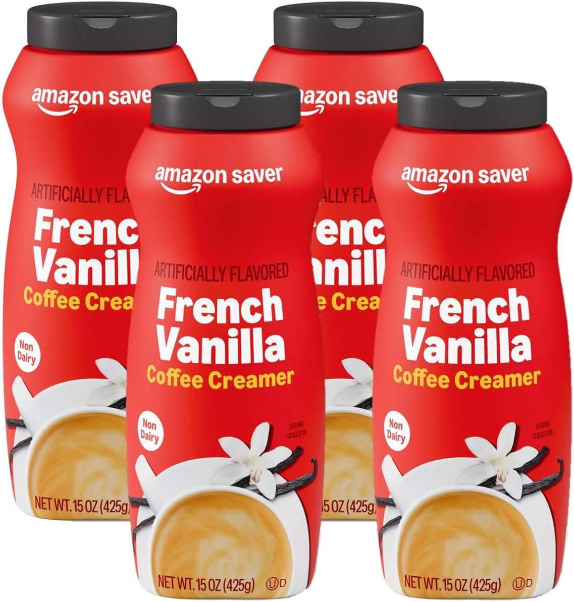 Amazon Saver, French Vanilla Powdered Coffee Creamer, 15 Oz (Pack of 4)