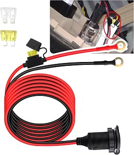 10Ft 24V/12V Cigarette Lighter Socket Extension Cable,Heavy Duty 12V Power Supply Car Plug Outlet with 20A 25A Fuse,Waterproof 12V Power Outlet Car Accessories (10Ft)