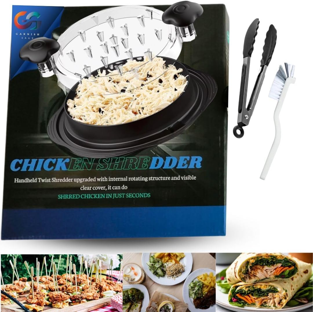 Chicken Shredder Tool Twist Large Visible, with Brush & Tong, Meat Shredder, Anti-Slip, Ergonomic Handle, BPA Free, Kitchen Essentials for shredding Chicken, Beef, Pork, Vegetables. Chicken Shredder Tool Twist Large Visible, with Brush & Tong, Meat Shredder, Anti-Slip, Ergonomic Handle, BPA Free, Kitchen Essentials for shredding Chicken, Beef, Pork, Vegetables.