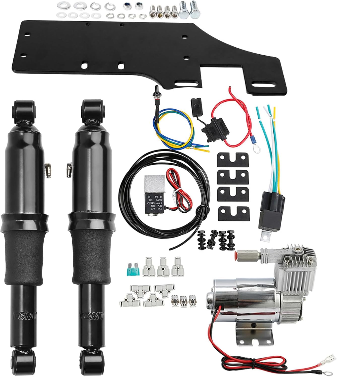 XFMT Motorcycle Adjustable Rear Air Ride Suspension Kit Shock Absorber For Harley Touring Road King Street Glide Road Glide Electra Glide 1994-2025