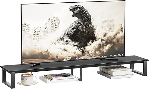 Soporte elevador de TV grande de 59 pulgadas para TV de 32 a 75 pulgadas, estante de TV con patas de acero, elevador de TV de mesa para el hogar,