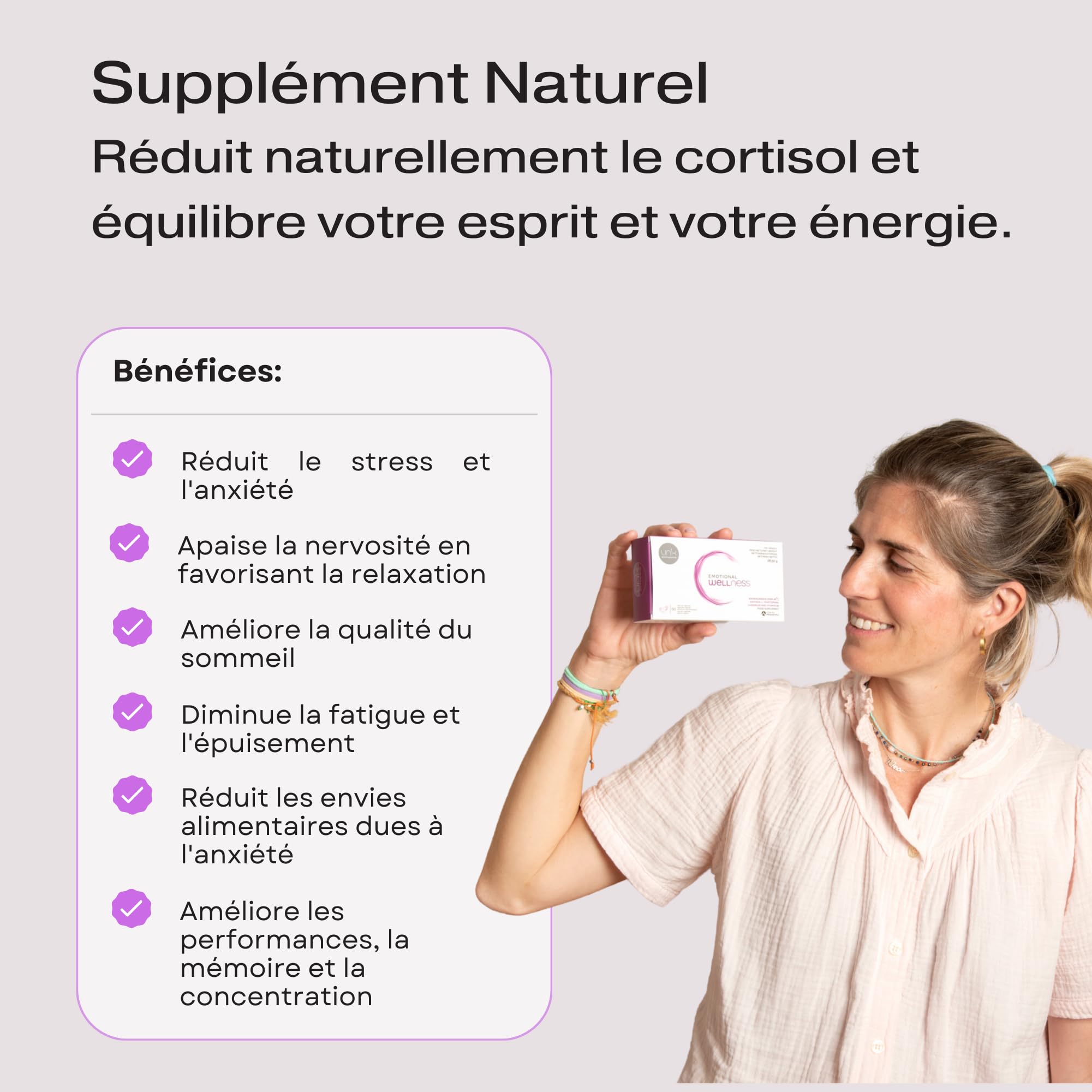 Bien-être émotionnel Unik | Anxiété, stress, supplément d'humeur | Ashwagandha KSM-66 + Safran + Tryptophane + Chrome Vitamine B6 | 60 Gélules | Lab Unik Health & Nutrition