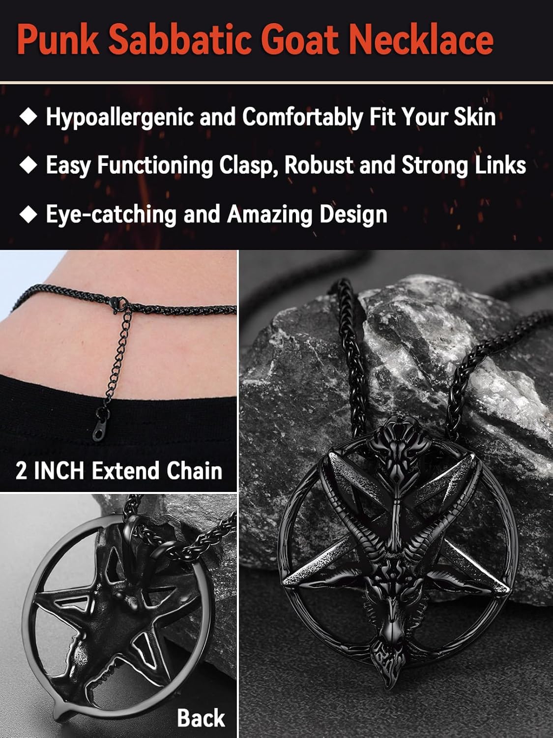 FaithHeart Leviathan Satanic Brimstone Cross Necklace, Gold Plated Stainless Steel Satan Church Jewelry, Alchemical Symbol for Brimstone Pendant Satan Goat Necklaces for Men with Gift Box - Image 5