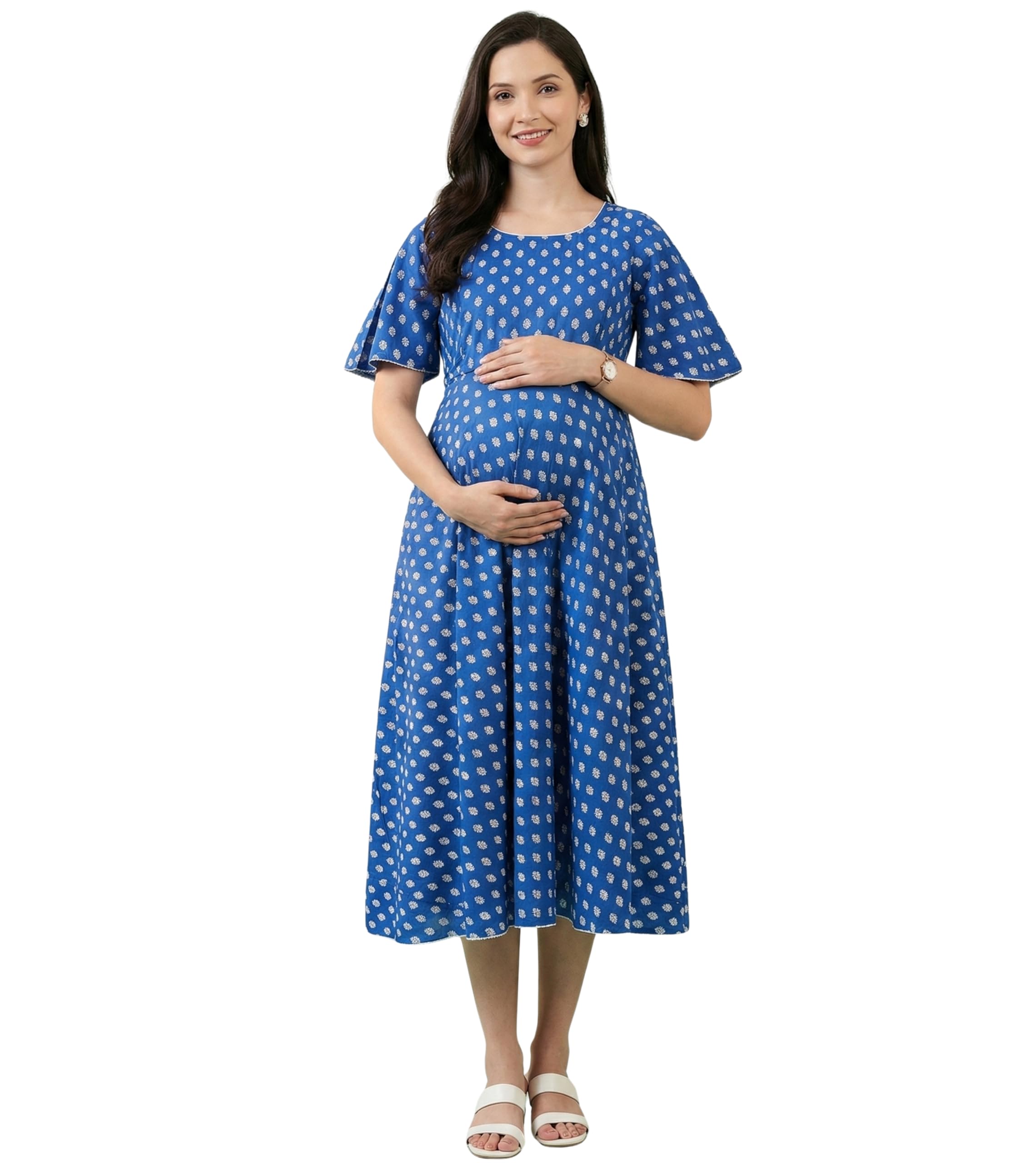 Feeding Kurtis for Women Cotton | Floral Rayon Anarkali Kurta with Dual Nursing Zippers for Pregnancy & Breastfeeding | Maternity Dresses | Gifts for Pregnant Woman-image-20