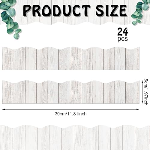 Miniatura 2 de Capoda 24 bordes magnéticos, tablero de anuncios de madera blanca, para decoración de aula, tiras magnéticas de borde festoneado reutilizable, borde