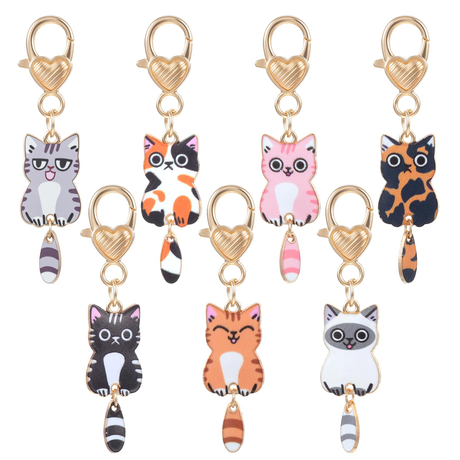 7 stuks kattensleutelhangers, schattige kattencadeau voor