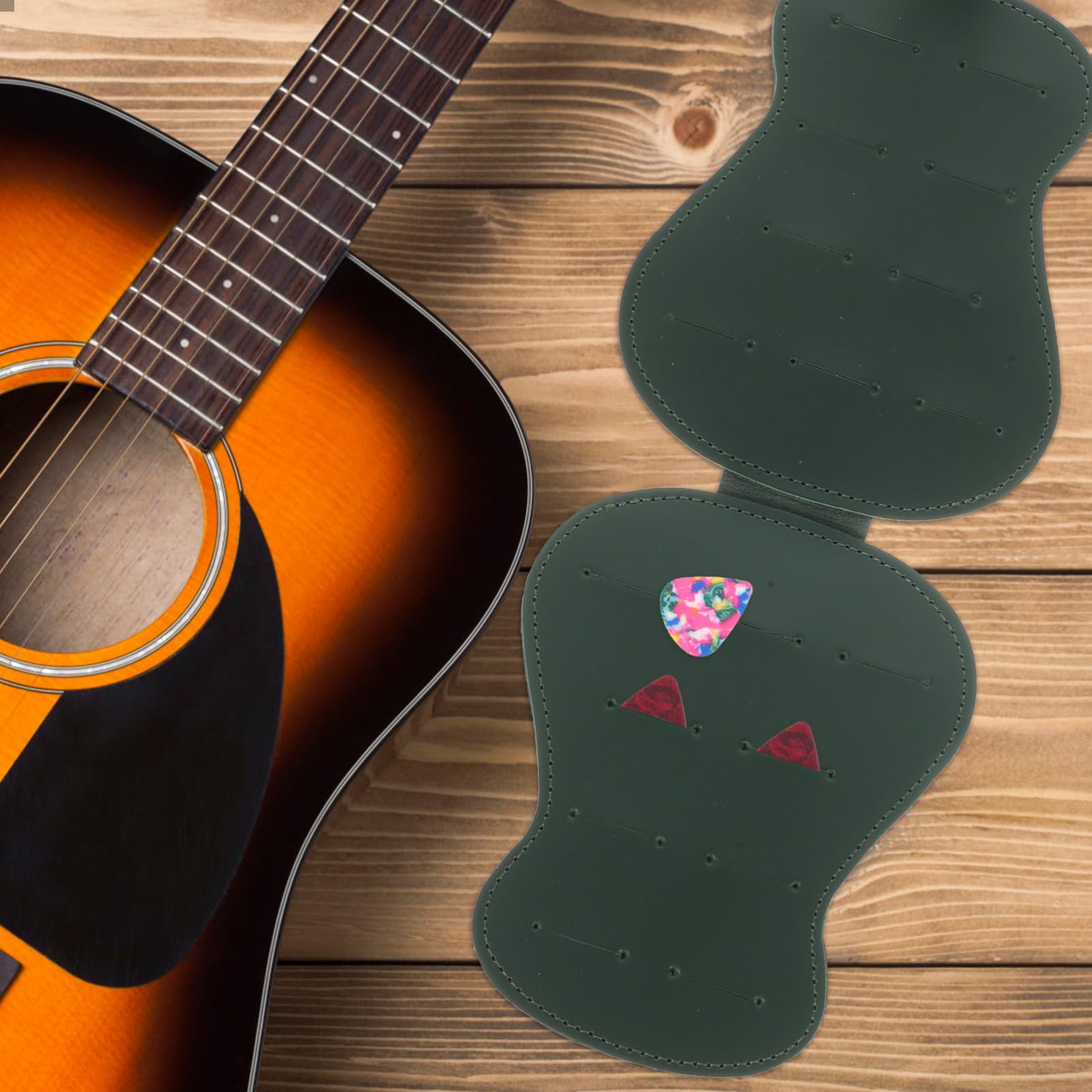 Kisangel Guitar Pick Holder Bag Acoustic Instrument Storage Organizer for Ukulele Guitar Picks Durable PU Material Compact Portable Design for Musicians