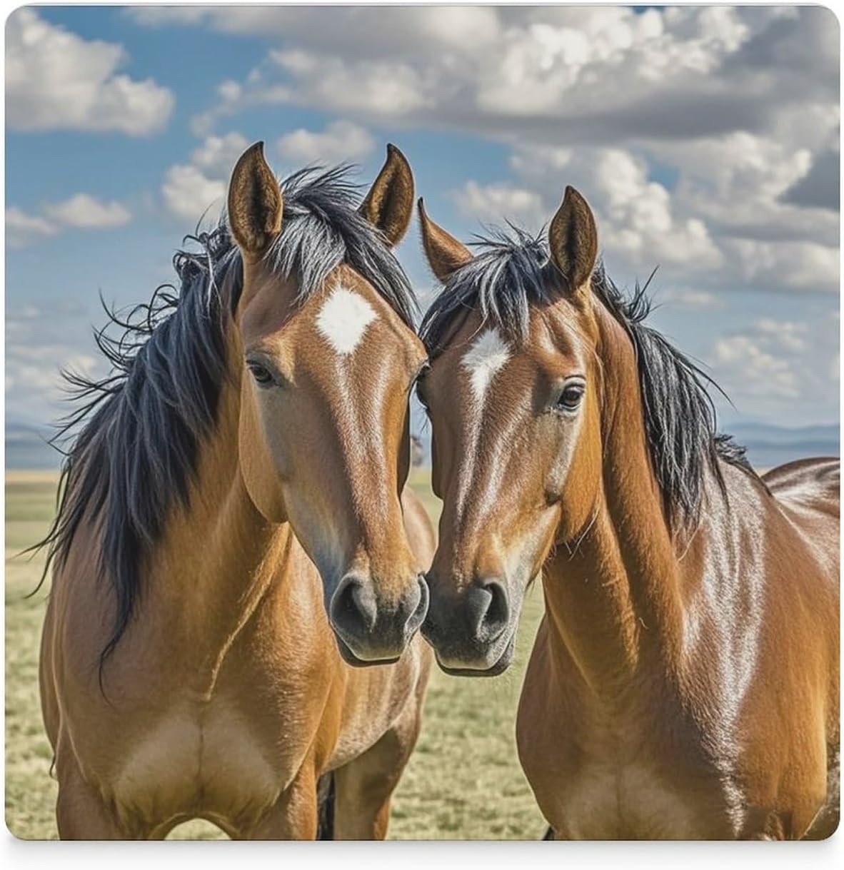 Horses in Love Coasters Absorbent Ceramic Coasters for Drinks Coaster with Cork Backing for Table Protection Square Drink Cup Mat Modern Style Coaster for Coffee Table