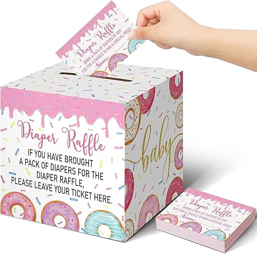 Vista 29 de Teling 51 Boletos para Rifa de Pañales con Caja de Tarjetas Decoraciones de Baby Shower Caja Porta Boletos de Baby Shower para Niña Niño Fiesta