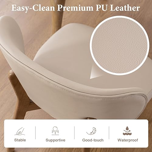 Miniatura 7 de YOUNUOKE Juego de 4 sillas de comedor tapizadas, silla moderna de piel sintética para comedor con patas de madera, respaldo ancho y cómodas sillas