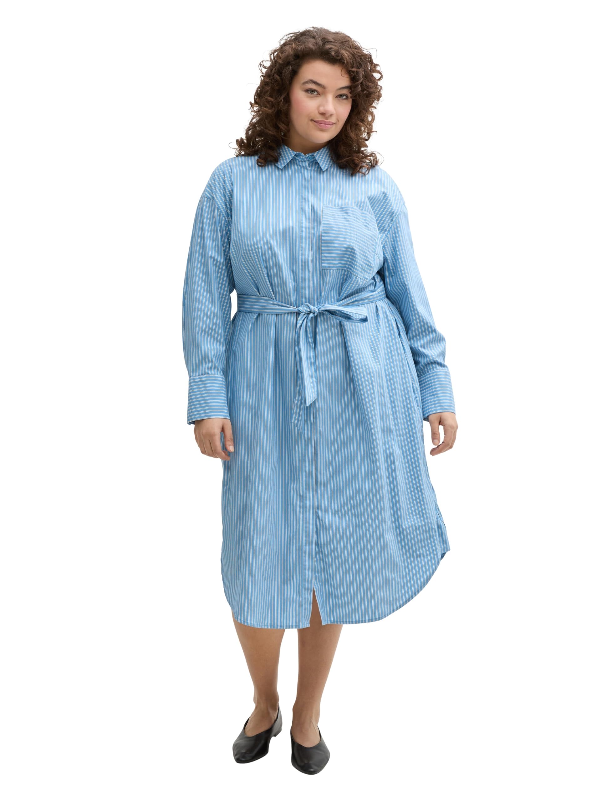 TOM TAILOR Plussize sukienka damska, 30198 - Blue White Thin Stripe, 46