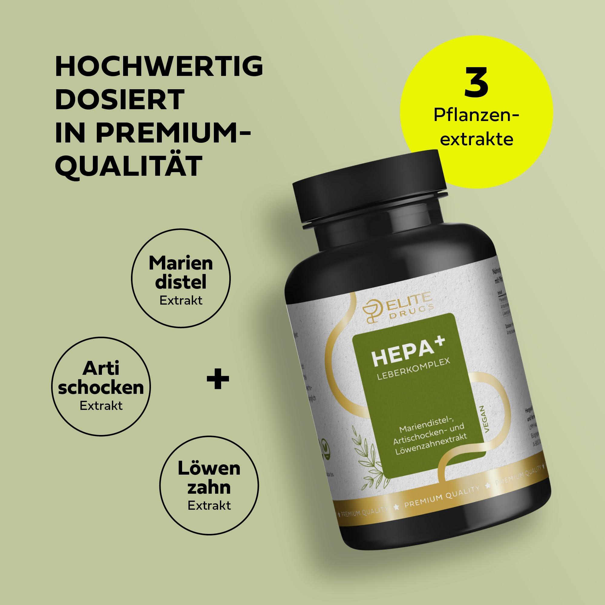 Hepa Plus Leberkomplex & Leberkur zur täglichen Leberpflege - 90 Kapseln hochdosiert mit 80% Silymarin, 2,5%, Mariendistel, Artischocke, Löwenzahn - 3-Monatsvorrat, vegan, laborgeprüft, Made in DE