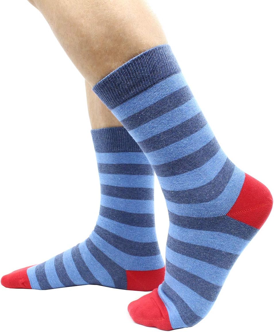 TOEJYJ Mens Fun Dress Socks, Pattern Funny Casual Socks Pack, Colorful Striped Cotton Novelty Socks Size 10-13 - Image 2