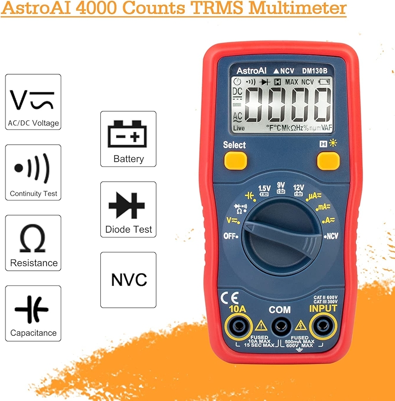 AstroAI Multimètre Numérique Portable TRMS 4000 Count