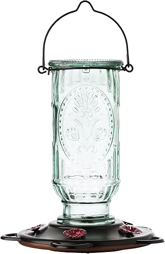 More Birds - Comedero vintage para colibríes comedero de colibrí de vidrio antiguo para exteriores 5 estaciones de alimentación 20 onzas