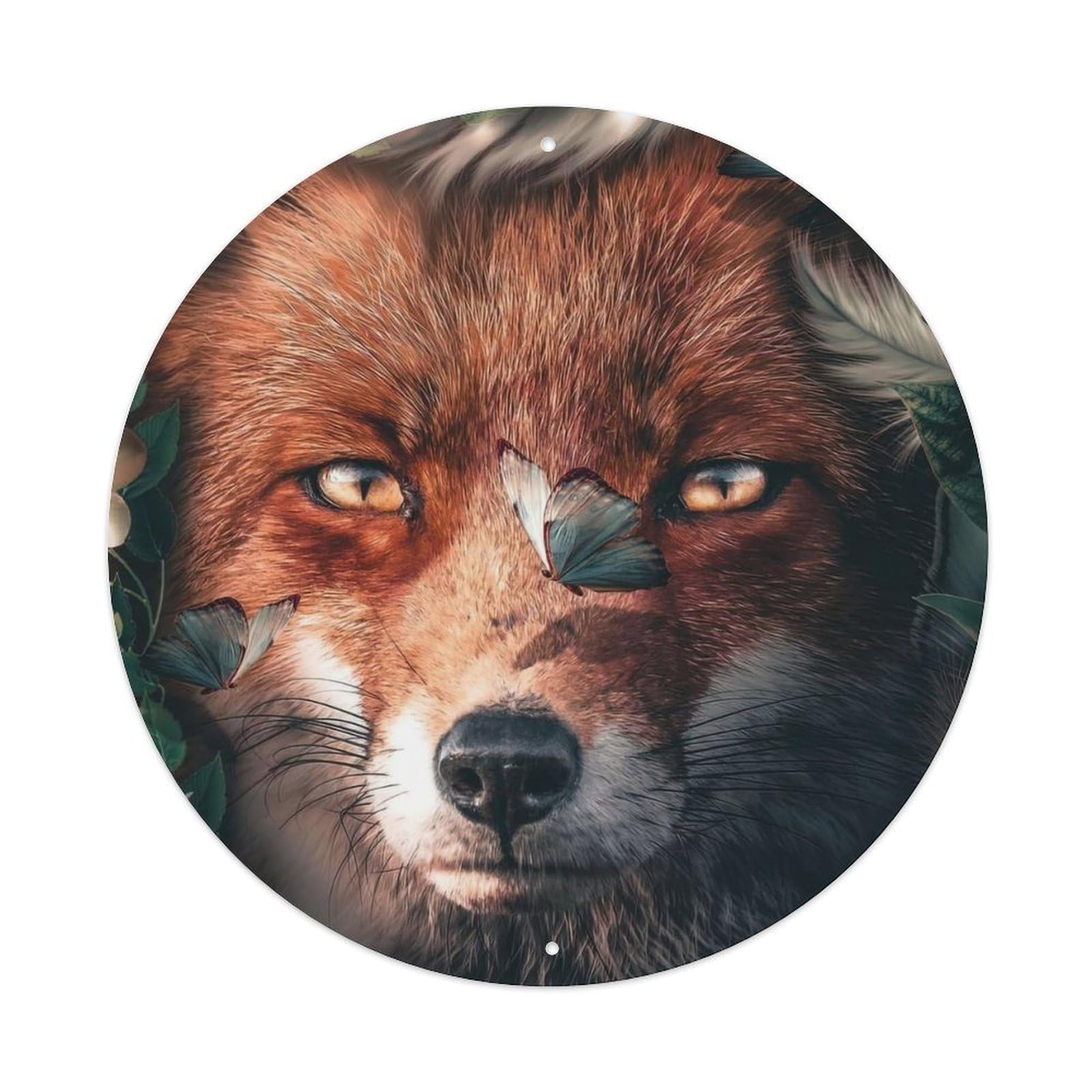Jungle Animals Art Foxes Hiding in The Jungle Vintage Metal Tin Sign Plaque Wall Decor for Cafe, Club Bar, Office, Garden Metal Poster 8x8Inch