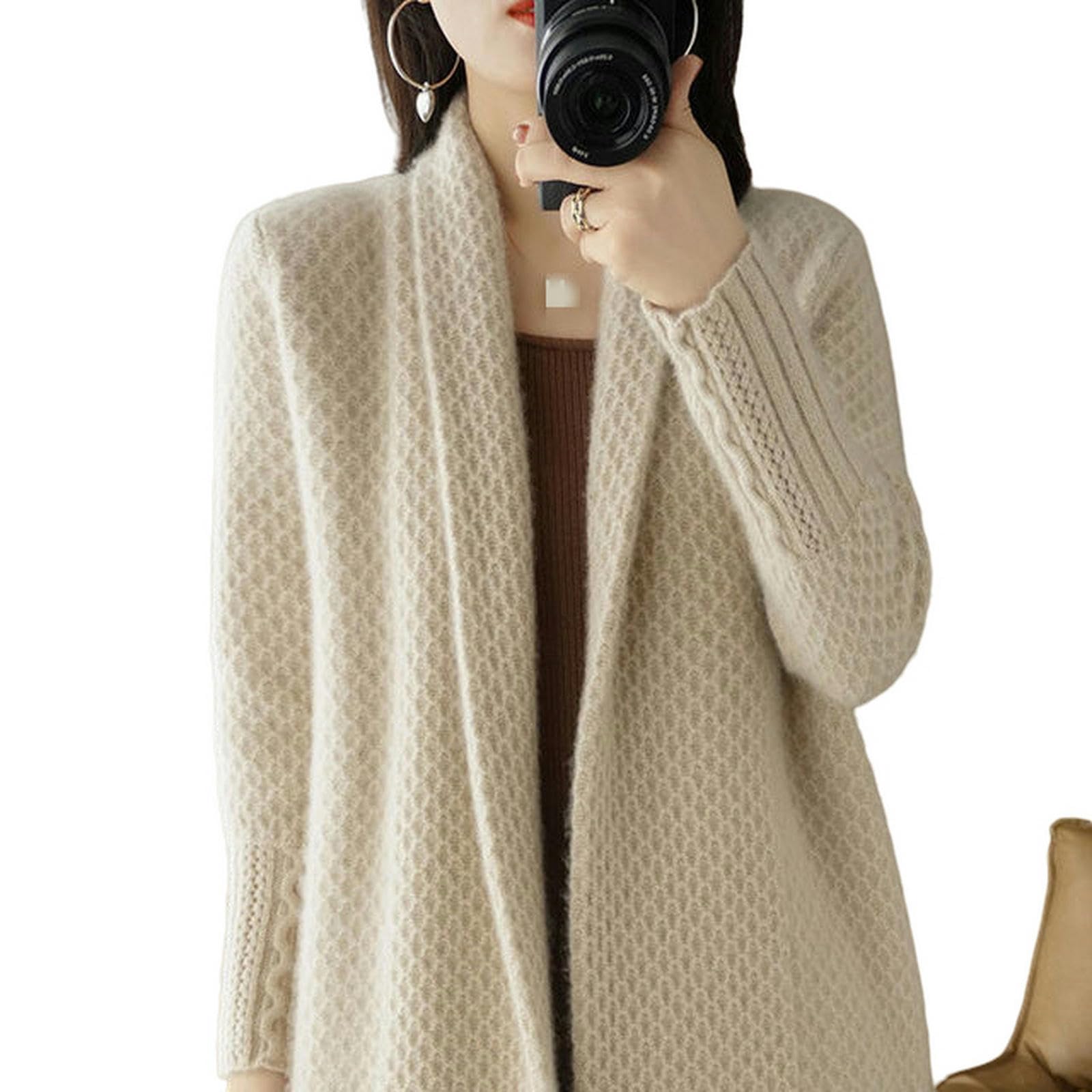 TEidea Rebeca Mujer Verano Cárdigan De Punto Elegante De Gran Tamaño: Abrigos De Manga Larga para Mujer - Tops Sueltos Casuales para El Invierno