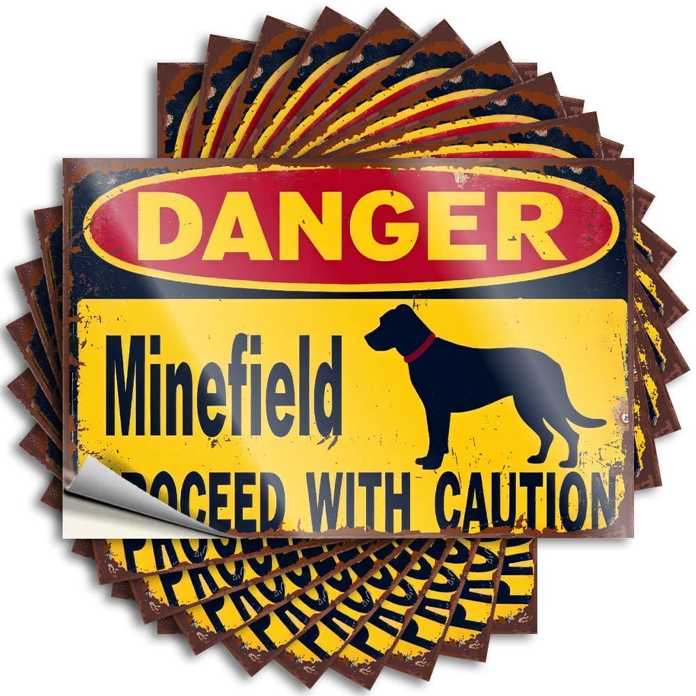Man Cave Decor Tattoo Hat | Danger Minefield Proceed with Caution Autumn Long Sticker Pack(12X18CM)