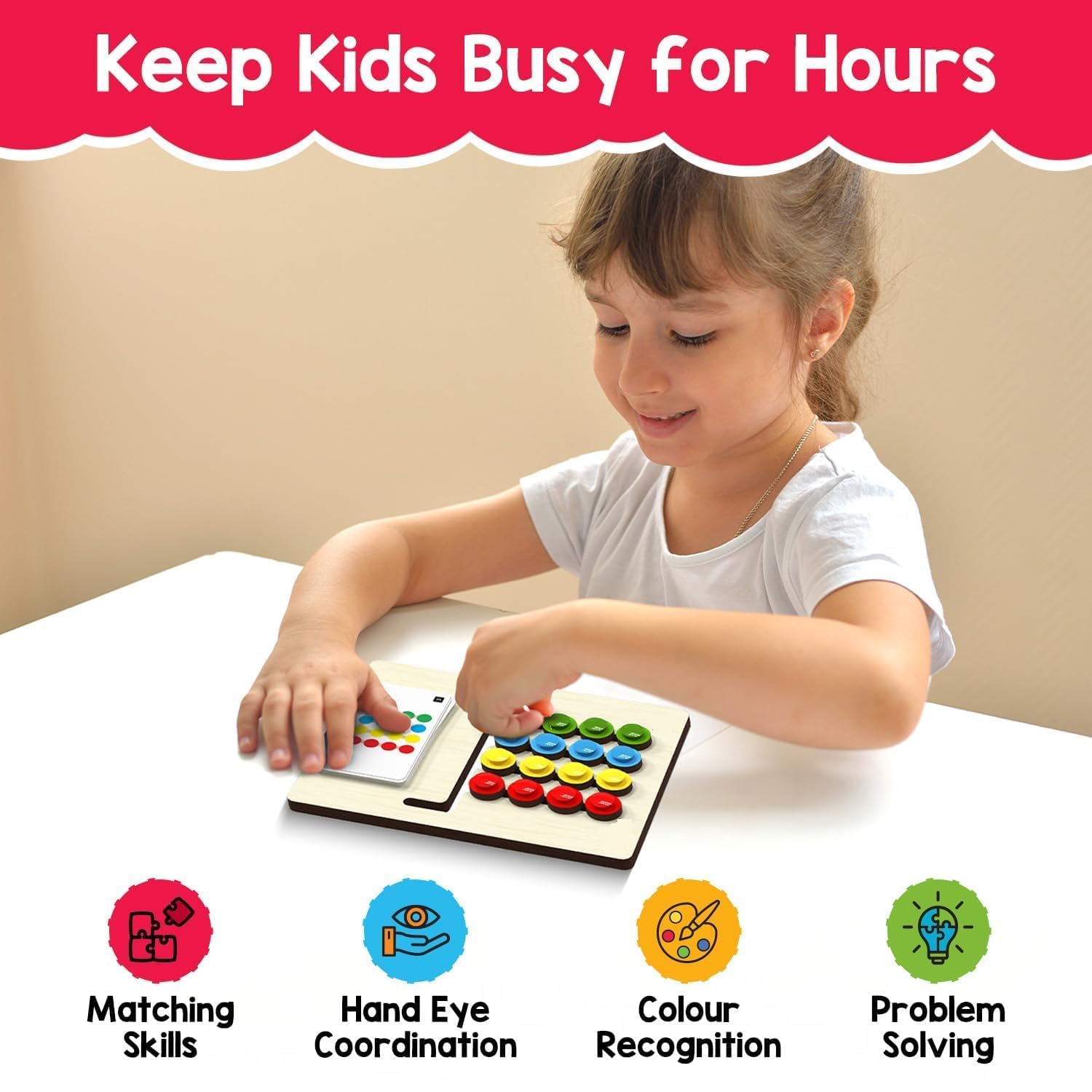 Verra Enterprise Kids Montessori Slide Puzzle Color & Pattern Matching Learning Toys Preschool Educational Activity Toy 3