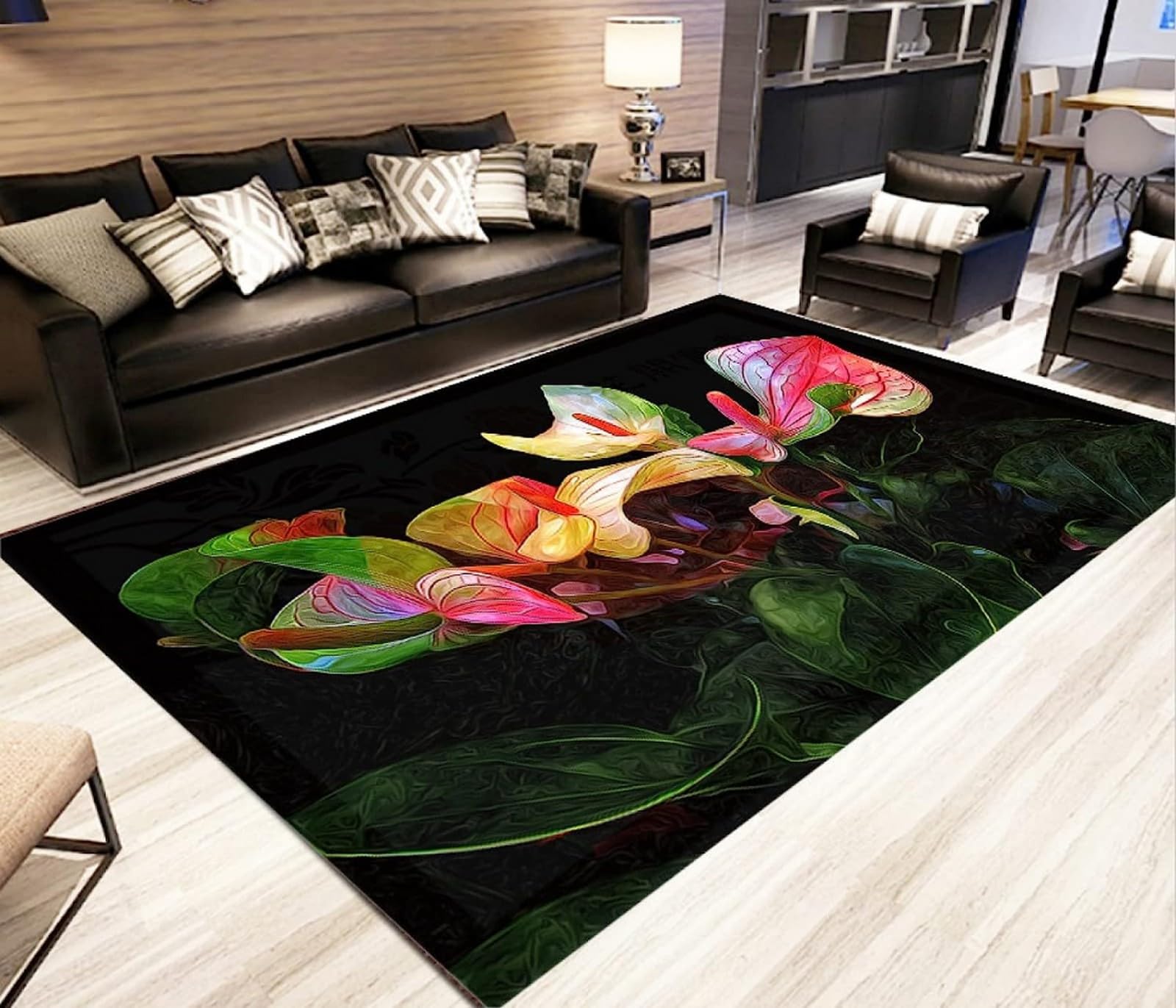 Rug 3D Colorful Plants And Flowers Living Room Bedroom Decor Rug Soft Flannel Kids Room Rug Kitchen Hallway Dining Room Floor Mat, 60 X 90 Cm, Stain Resistant Non-Shedding & Easy Care-3304603367407 — image 1