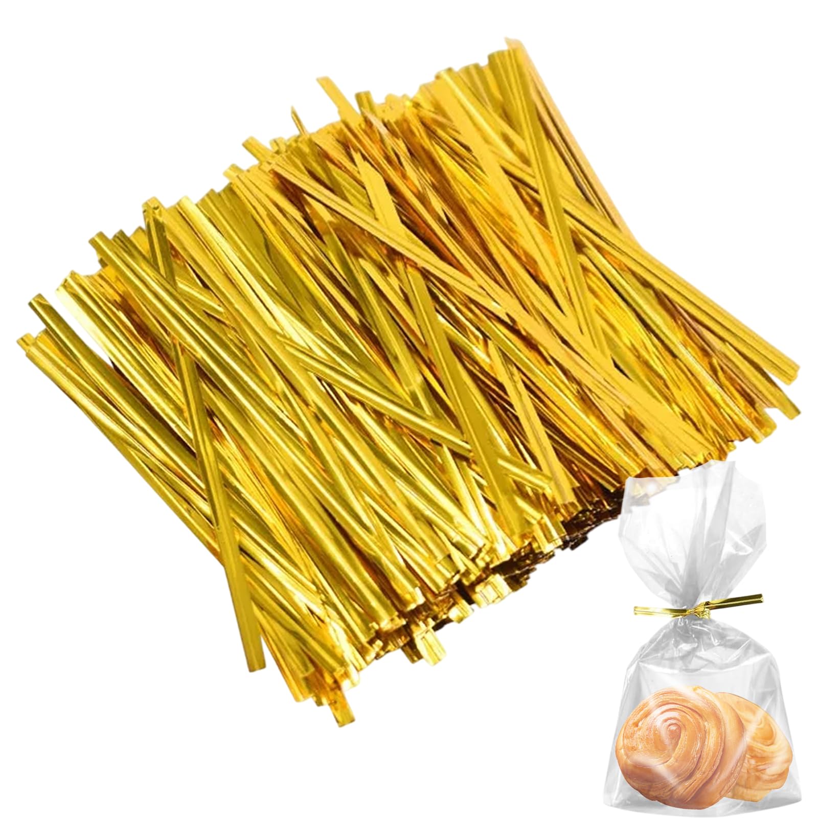 1600 Attaches Torsadées Métalliques Dorées - 10 Cm, Pour Fermer Sachets Alimentaires, Biscuits, Bonbons