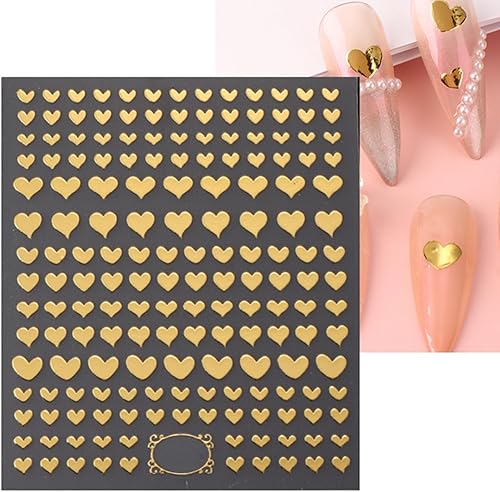 Miniatura 4 de SILPECWEE 8 hojas de calcomanías doradas para arte de uñas, calcomanías para mujeres, niños, niñas, estrellas, serpiente, flor, conejo, corazón,