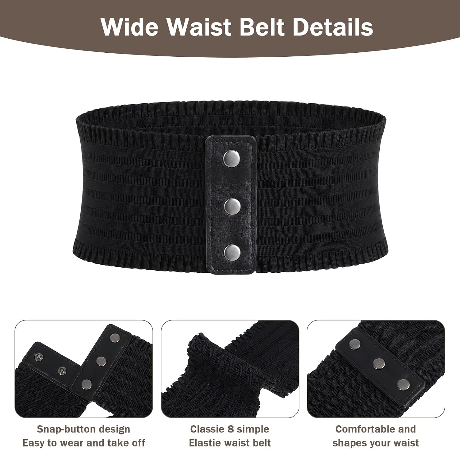 Black Elastic Wide Belt Women, Thick Belt for Women Dresses