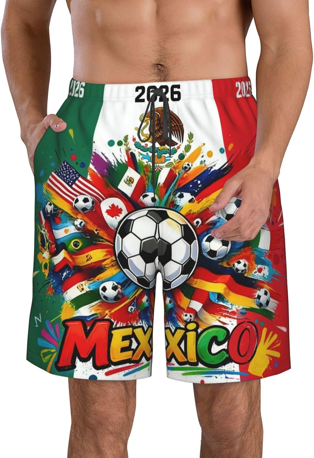 2026 Portugal Flag Graffiti Soccer Mens Swim Trunks Quick Dry Beach Board Shorts Swimwear Bathing Suit with Pockets