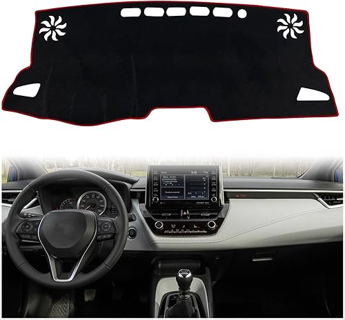 KEEGTBOX Dash Mat Cover for Corolla Sedan 2022 Custom Interior Center Console Dashboard Accessories Compatible with Toyota Corolla Sedan L LE SE XLE XSE 2019 2020 2021 2022 (Red Rim)