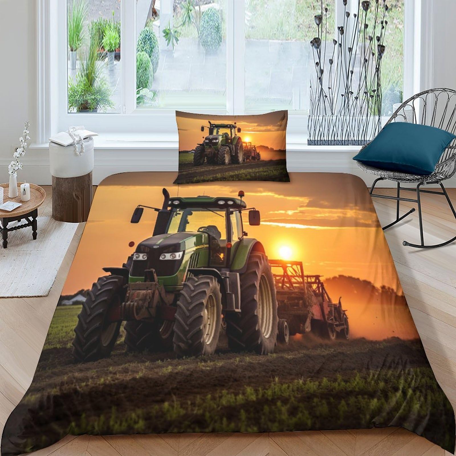 Housse de couette tracteur moissonneuse, le cadeau parfait en microfibre hypoallergénique