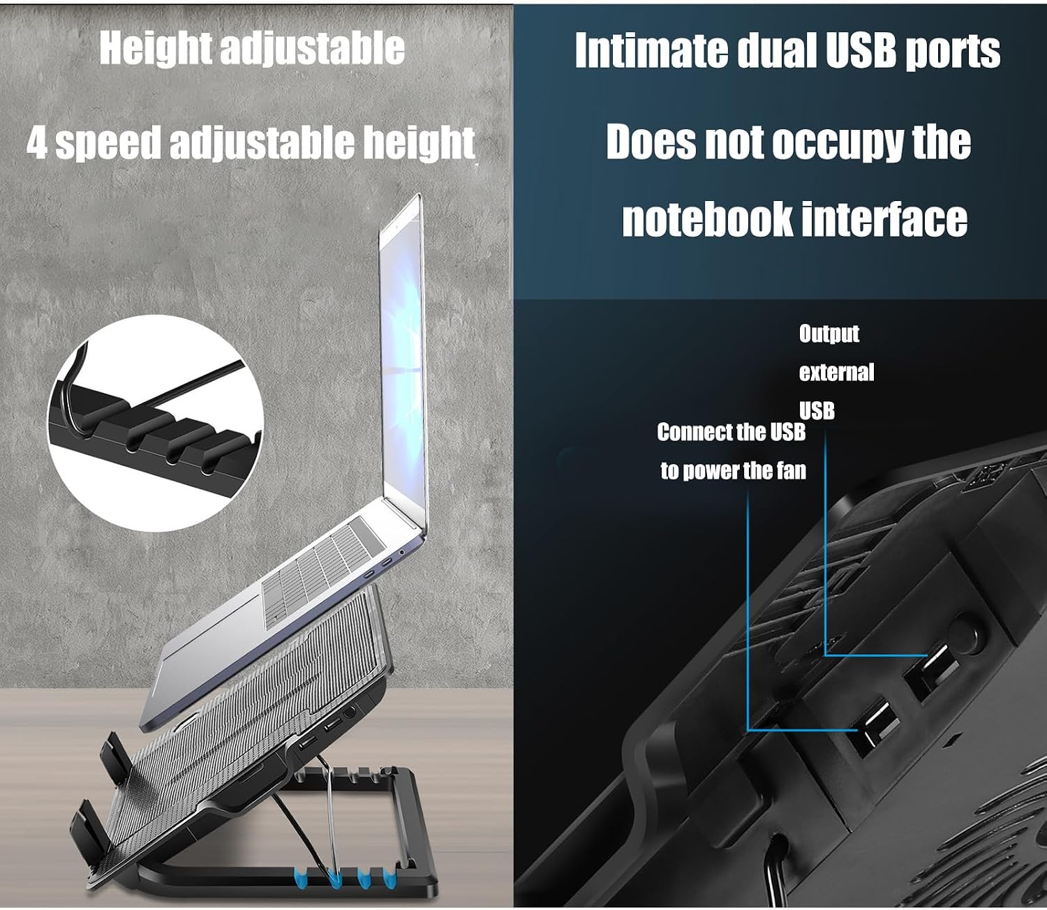 Laptop Cooling Pad Gaming Laptop Coolers Laptop Cooling Stand Adjustable 2 Port USB for 11inch-18inch Laptops Notebook