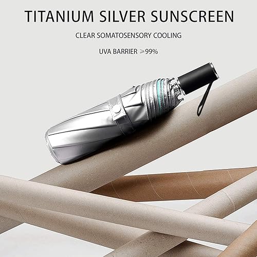 Miniatura 6 de Cuby Paraguas de viaje plegable compacto con protección UV, paraguas de viaje plegable y apertura automática para resistente al viento, a la lluvia