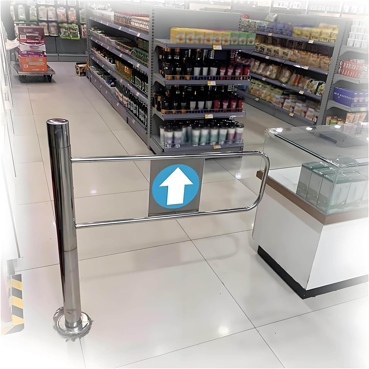 Barrière de sécurité pour canaliser les piétons en entrée commerciale