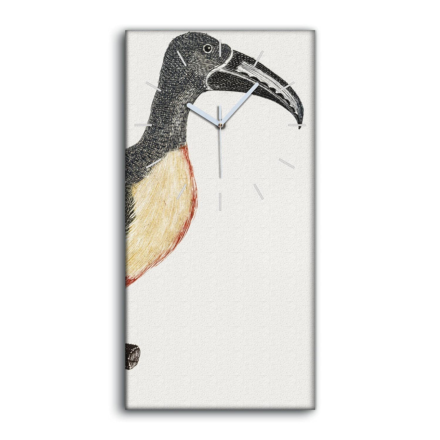 Horloge sur Toile Décoration Salon Moderne Image Oiseau Branche 30x60cm