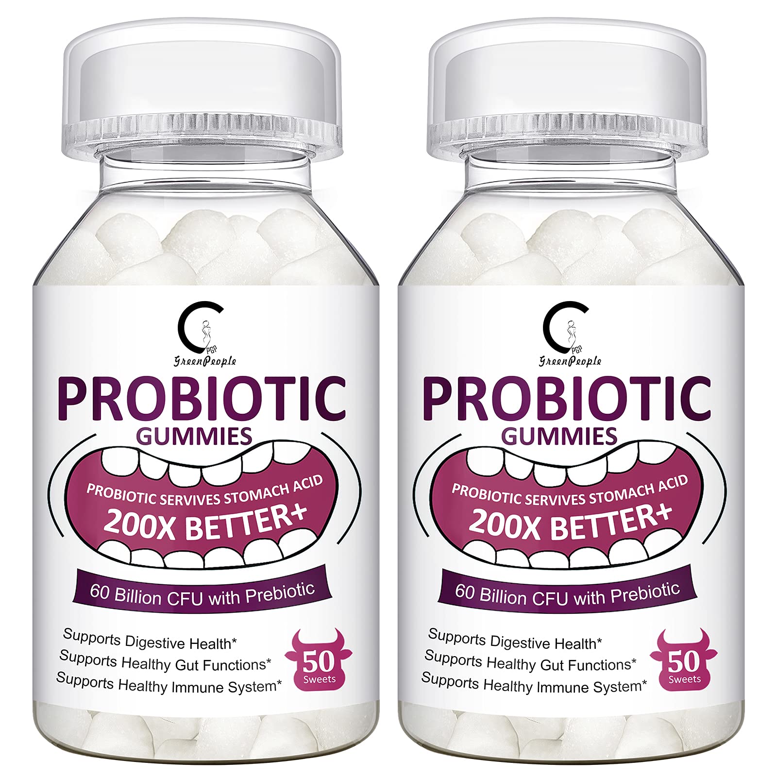 Buy (2 Pack) Probiotics Gummies, Prebiotic + Probiotic for Men and