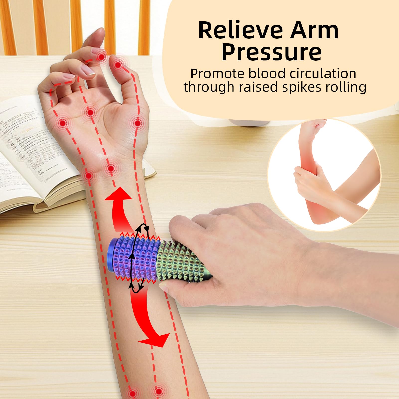 ATOMUS 2PCS Scrollable Ouchies Pain Fidget Toys Spiky Grippie Stim Keychain Pain Stim Fidget Keyring Spiky Sensory Toy for Relaxation Stress Relief Anxiety Relief Novelty Gifts for Work and Study - Image 3