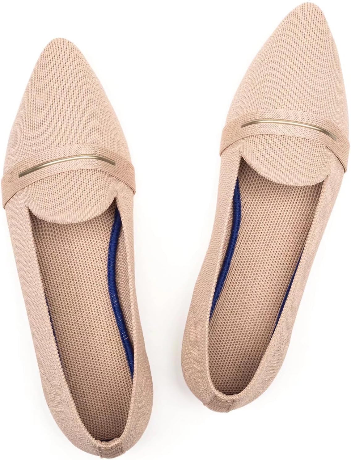 Frank Mully Women's Casual Loafer Flats Slip On Loafer Shoes Comfortable Knit Flat Shoes Classics Pointy Toe Loafer Flats,for Work,Travel