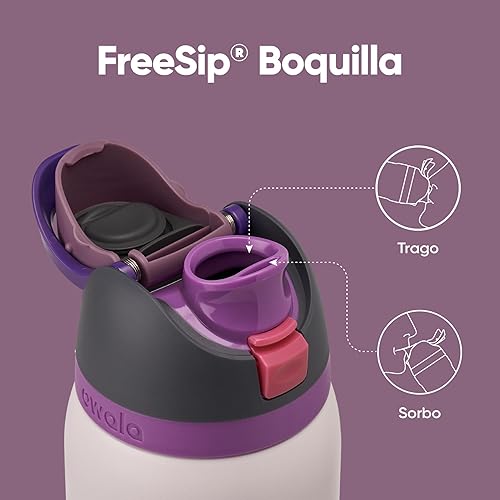 Miniatura 69 de Owala - Botella de agua FreeSip de acero inoxidable con aislamiento, sin bisfenol A, incluye sorbete, para deportes y viajes, 24 oz, Denim B0BZYCJK89