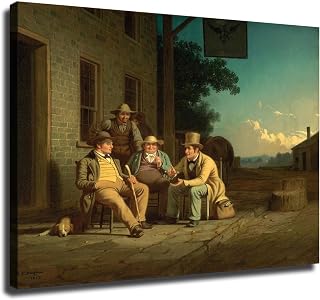 HD Printed Poster- George Caleb Bingham artwork- Canvassing for a Vote Canvas Painting Wall Art decoration Aesthetic For Kitchen Living Dining Room office etc (08x10inch-Framed)