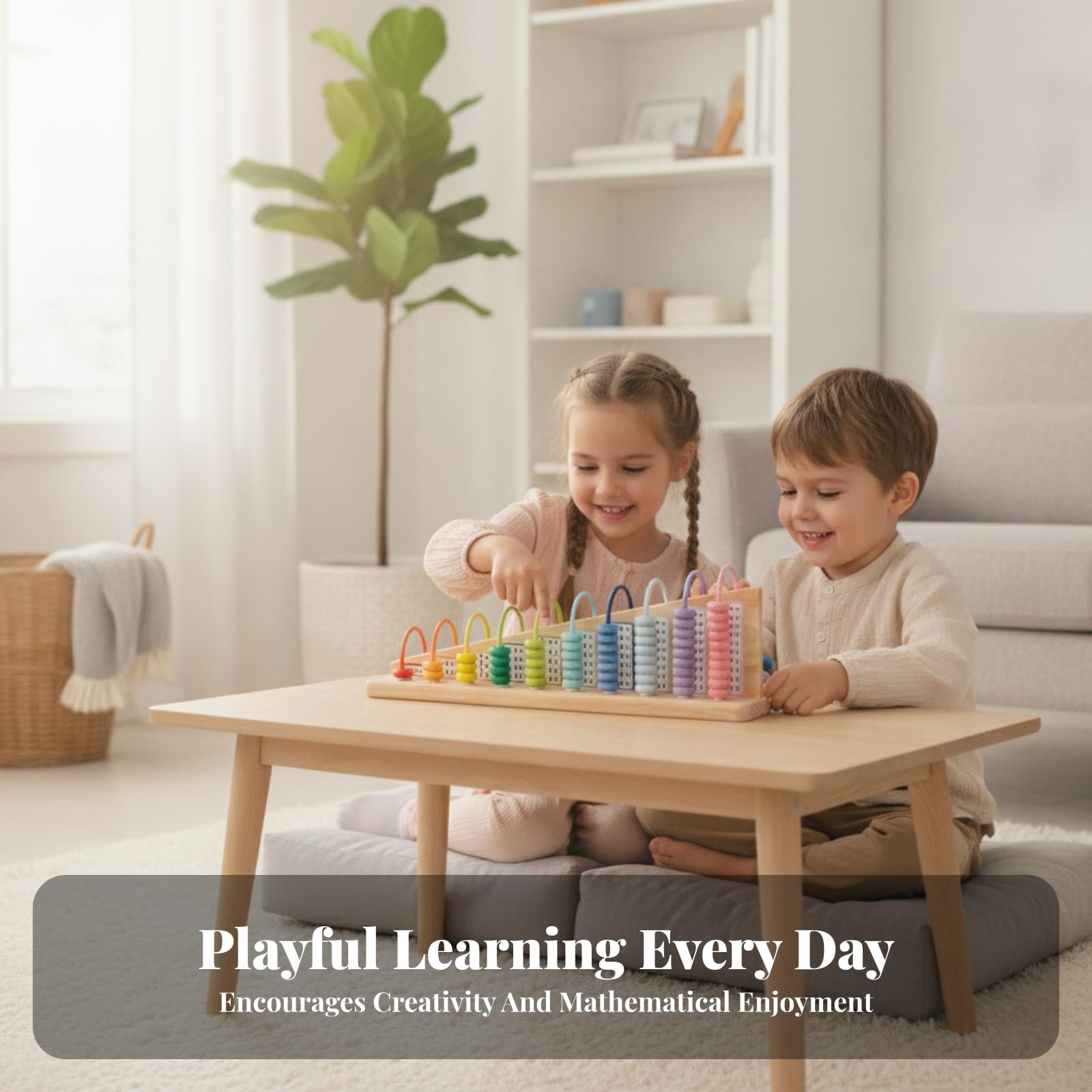 Abaco Montessoriano Educativo Abaco Aritmetico Legno Naturale Materiale Didattico per Bambini in età Prescolare, Asilo
