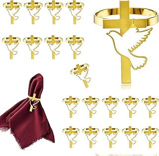 Gold Cross Napkin Rings set of 20 for Religious Themed Thanksgiving Chri...