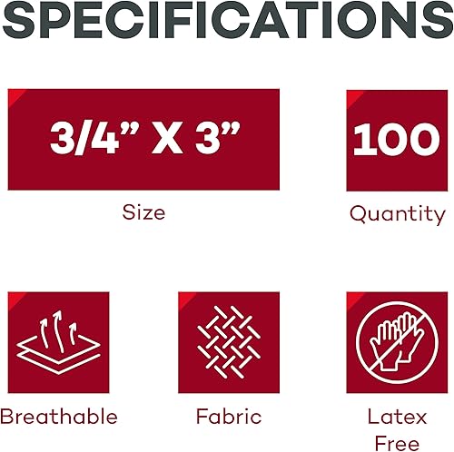 Miniatura 2 de Dealmed Vendajes adhesivos flexibles de tela, 100 unidades (1 paquete) vendajes con almohadilla antiadherente, sin látex, kit de cuidado de heridas