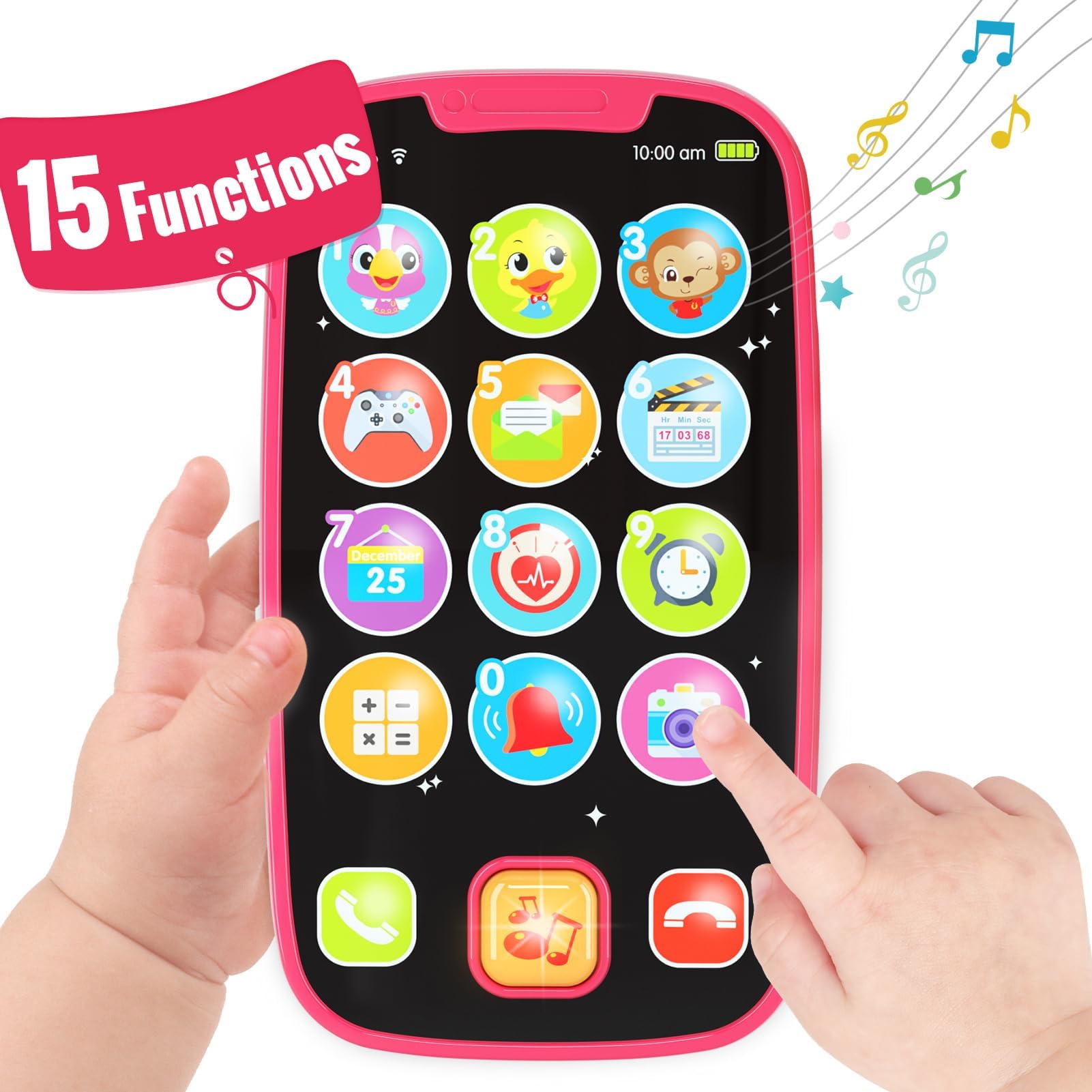 - Toys for 1 Year Old Girl Gifts, 15 Functions Phone Toddler Girl, Learning Baby Toys 12-18 Months, Kids Cell Phone Easter Basket Stuffers - Pink